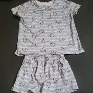 Disney Minnie Mouse Gray and Pink Shorts Set 7